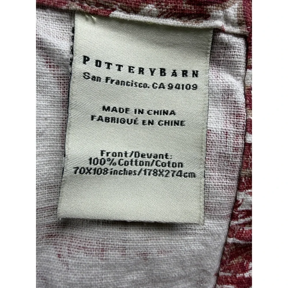 Pottery Barn Size Full Alpine Toile Duvet Cover 100% Cotton Red